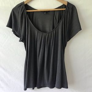 Grey banana republic top with pleated neckline